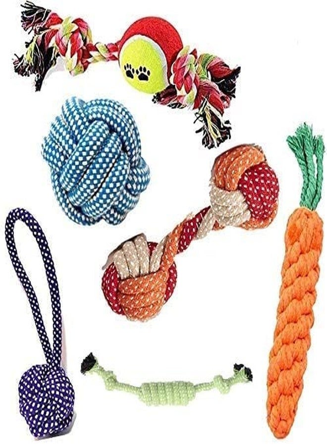 Pet Guard- Dog Rope Toys Puppy Small and Medium Dogs Dogs Interactive Durable Washable Cotton Dog Chew Rope Toys Teeth Cleaning Pack of 6 Rope Toys, 6 Pcs (Color May Vary) - Image 1